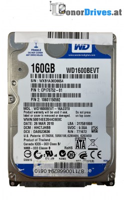 Western Digital - WD5000BEVT-35A0RT0 - 500 GB - Pcb. 2060-771672-004 Rev. A