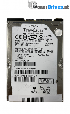 Hitachi - HTS541080G9SA00 - 0A27484 - 80 GB - PCB 320 0A25182 01