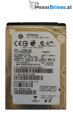 Hitachi HTE722020K9A300-E7K200-200- SATA - 200 GB - 220 0A90002 01 Rev. 