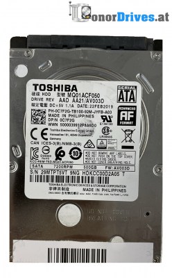 Toshiba - MQ01ACF050 - 500 GB - Pcb G003235C