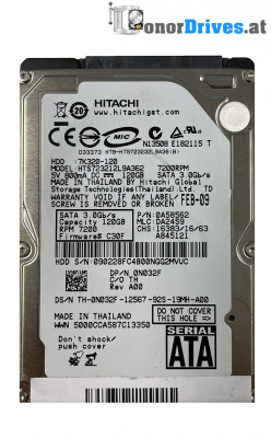 Hitachi - HTS723212L9A362 - 0A58562 - 120 GB - PCB. 220 0A90137 01