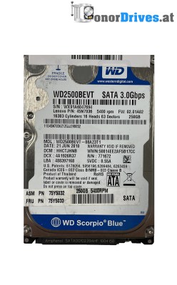 Western Digital - WD5000LPVX-22V0TT0 - SATA - 500 GB - PCB.2060-771959-000 Rev.A