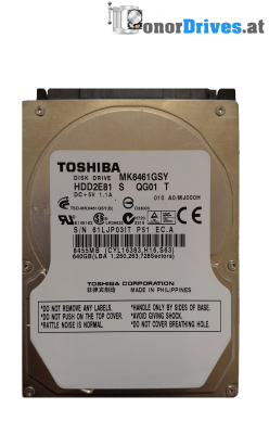 Toshiba MK6032GSX- SATA - 60GB - PCB G5B00135 5000 