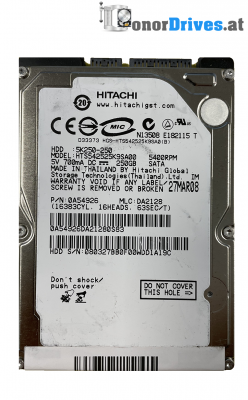 Hitachi - HTS542525K9SA00 - 0A54926 - 250 GB - Pcb. 220 0A90002 01