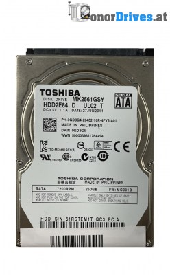 Toshiba - MK2556GSY - SATA - 250 GB - PCB. G002587-0A